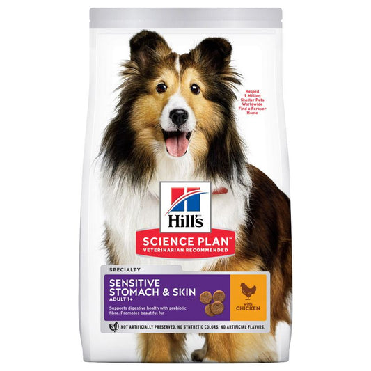 Hill's Science Plan Sensitive Stomach & Skin, Medium, Adult +1 Dry Food with Chicken