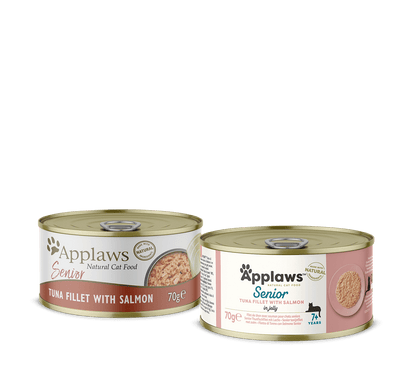 Applaws 100% Natural Wet Cat Food for Senior Cats, Tuna with Salmon, 70 g Tin