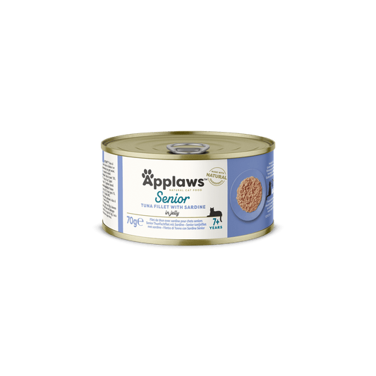 Applaws 100% Natural Wet Cat Food for Senior Cat, Tuna with Sardine in Jelly, 70 g