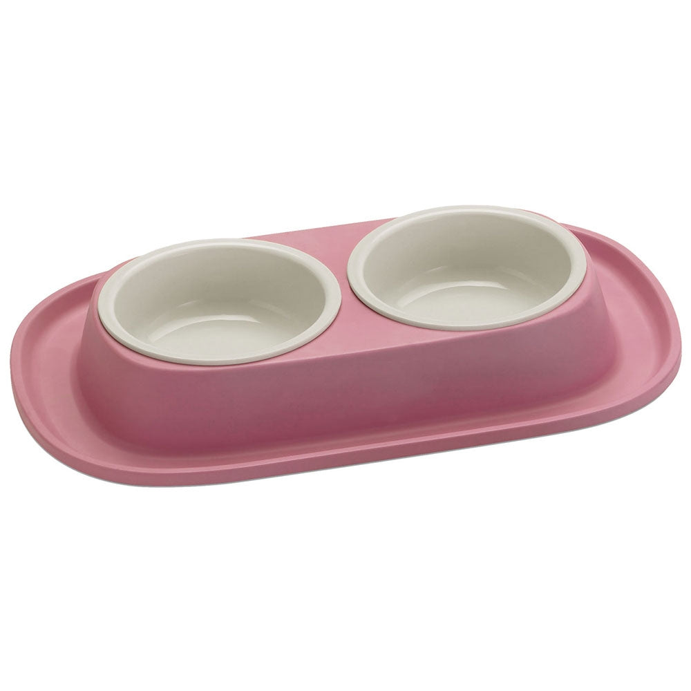 Georplast Soft Touch Plastic Double Bowl Pink