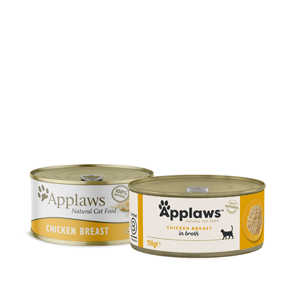 Applaws 100% Natural Wet Cat Food, Chicken Breast In Broth, 156 g Tin