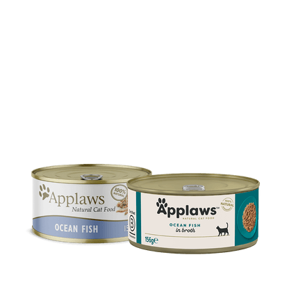 Applaws 100% Natural Wet Cat Food, Ocean Fish In Broth, 156 g Tin