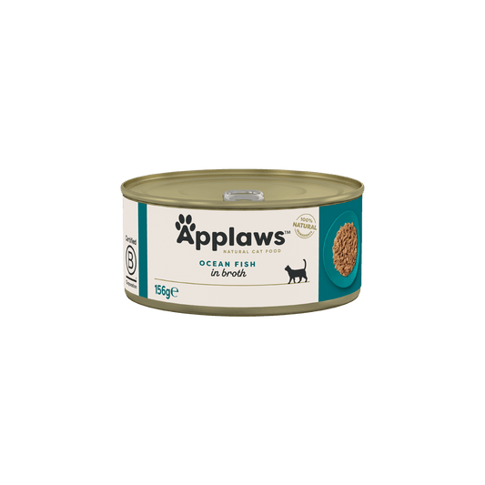 Applaws 100% Natural Wet Cat Food, Ocean Fish In Broth, 156 g Tin