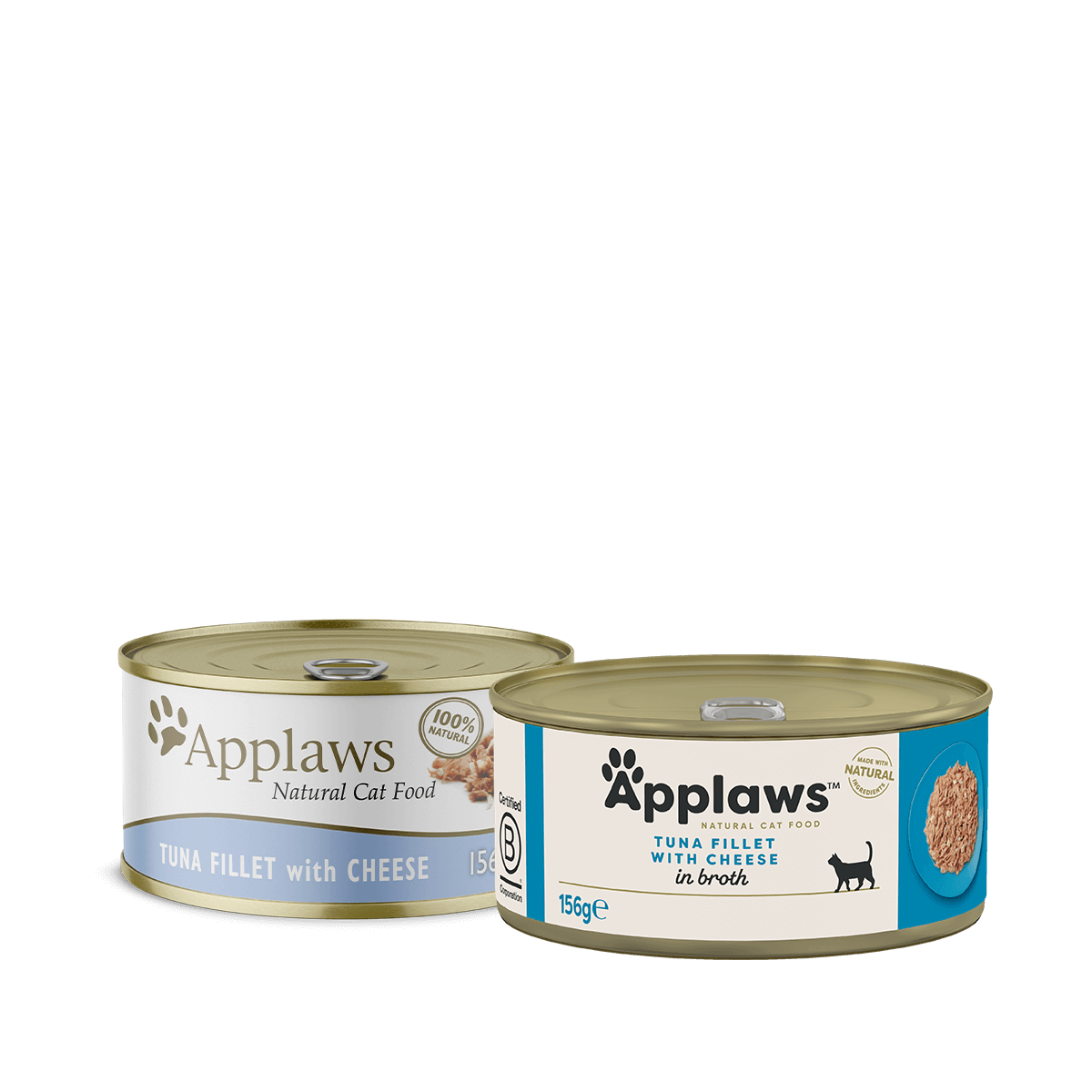 Applaws 100% Natural Wet Cat Food, Tuna with Cheese for Adult Cats, 156g Tin