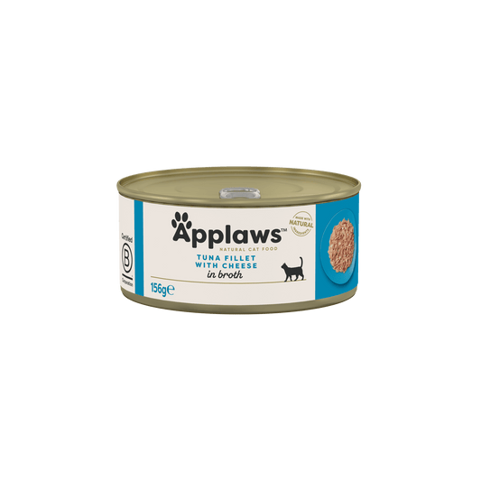 Applaws 100% Natural Wet Cat Food, Tuna with Cheese for Adult Cats, 156g Tin