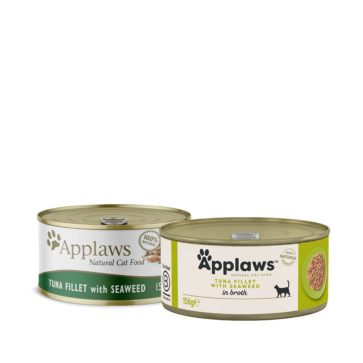 Applaws 100% Natural Wet Cat Food, Tuna Fillet and Seaweed in 156 g Tin