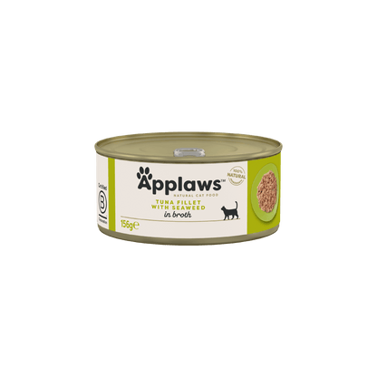 Applaws 100% Natural Wet Cat Food, Tuna Fillet and Seaweed in 156 g Tin