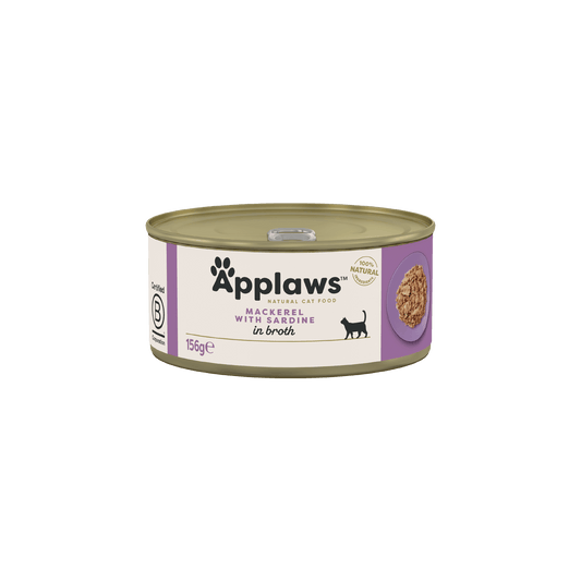 Applaws 100% Natural Wet Cat Food, Mackerel with Sardine In Broth, 156 g tin