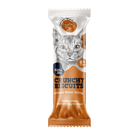 Kitty Joy Crunchy Biscuits with Salmon Flavor Filling Cat Treats 20g