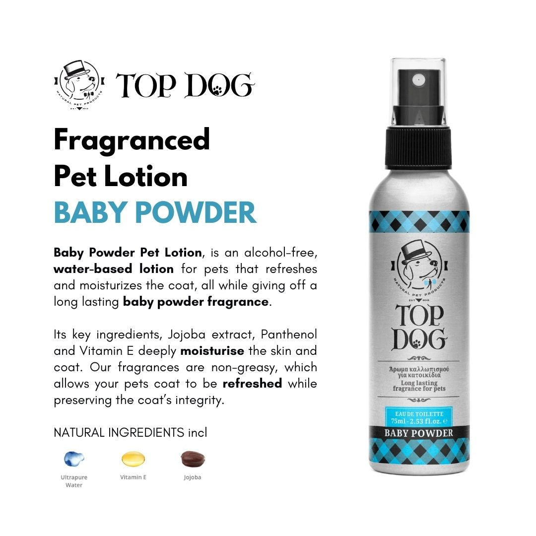 Top Dog Baby Powder Fragranced Pet Lotion 75ml