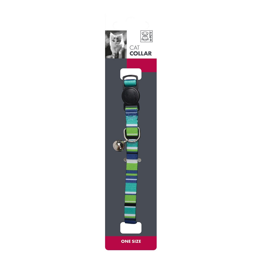 M-PETS Stripes Cat Collar Green