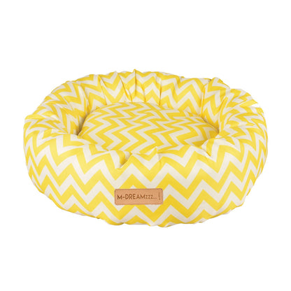 M-PETS Tasmania Round Cushion Yellow/White