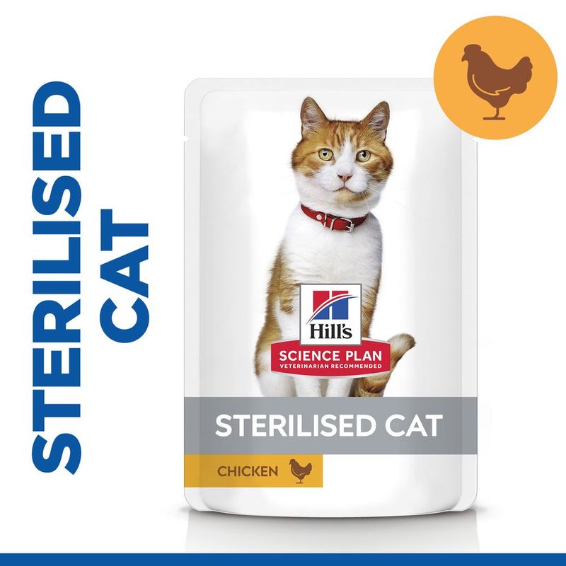 Hill's Science Plan Sterilised Adult Cat Wet Food with Chicken Pouch, 85g