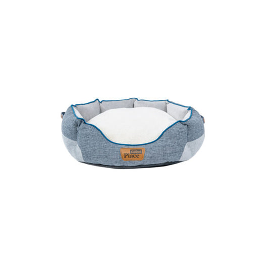 GiGwi Place Removable Cushion Luxury Dog Bed ROUND BLUE -Small