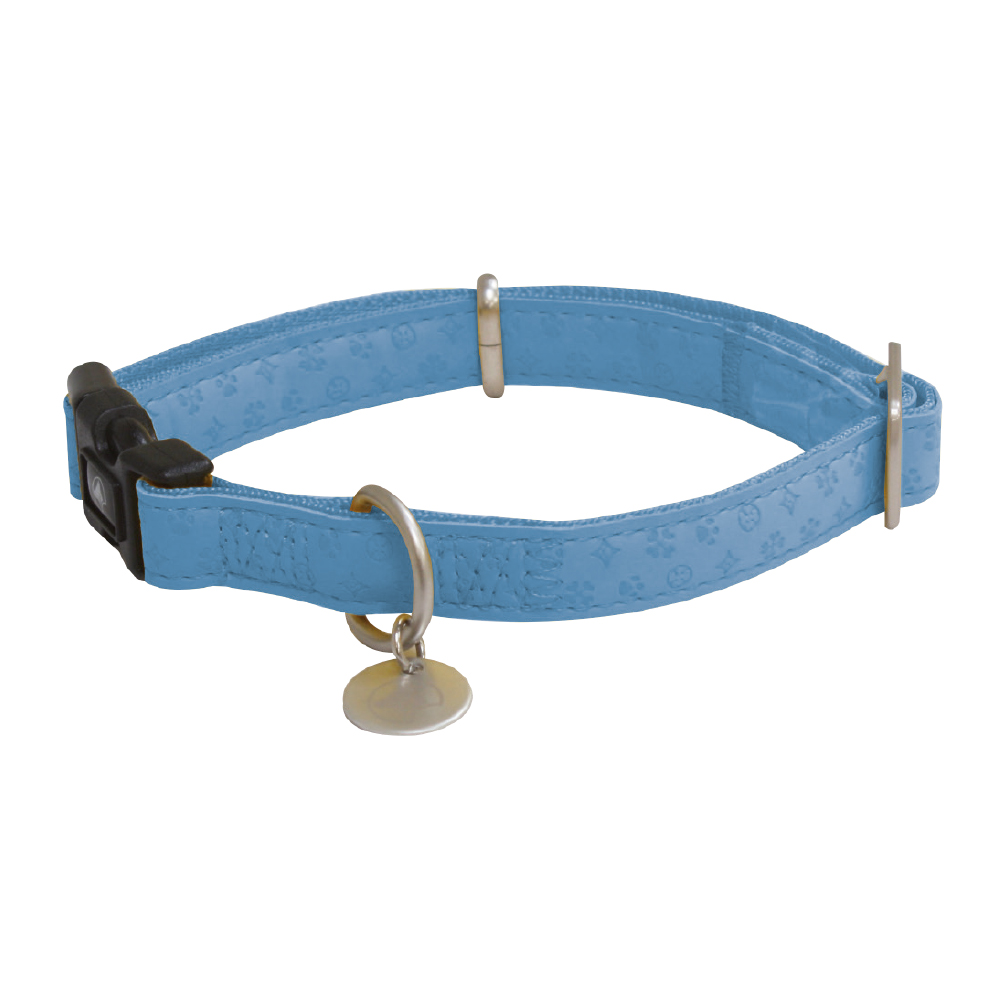 Bobby Mylord Leatherette Adjustable Dog Collar Light Blue