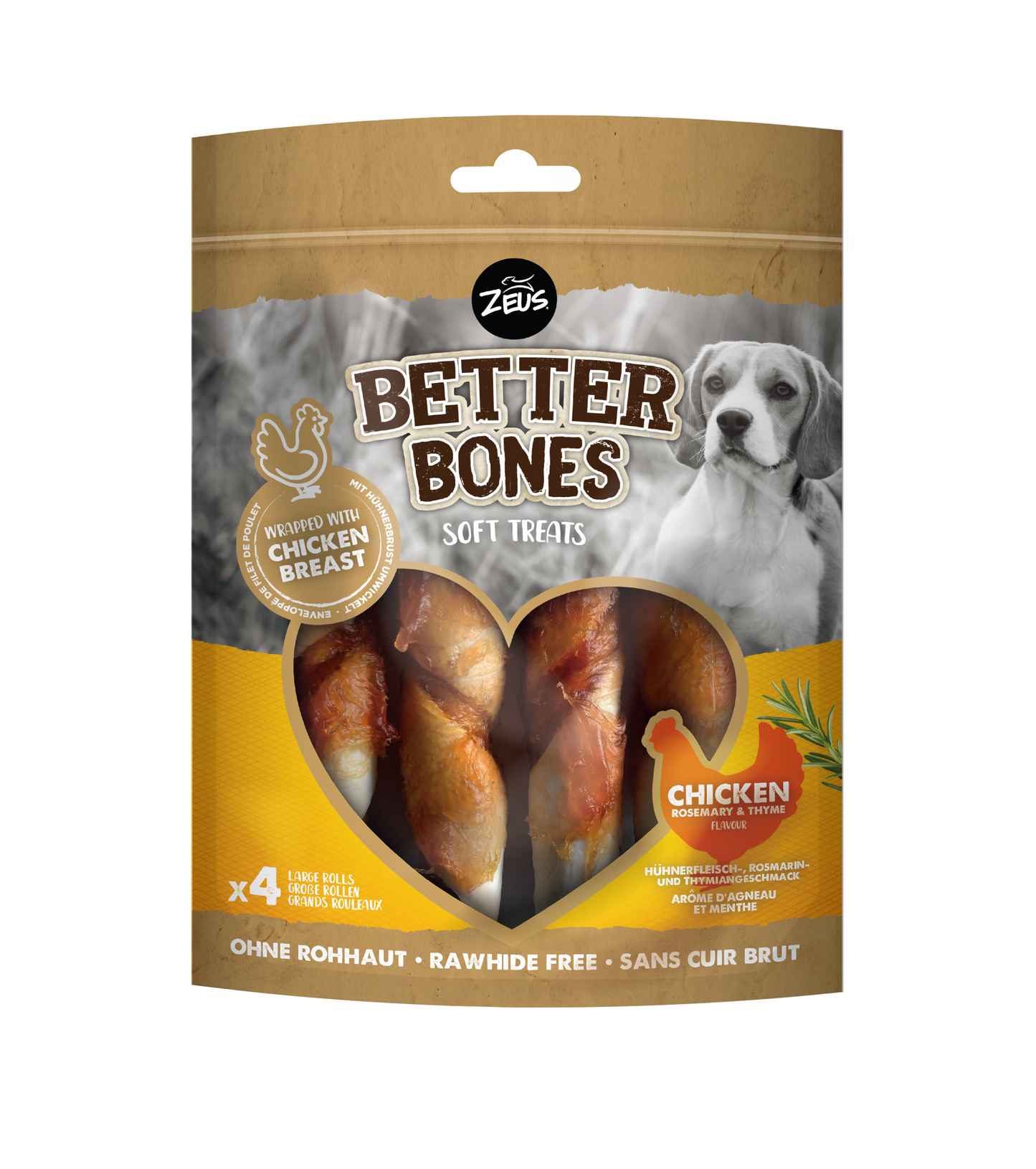 Zeus Better Bones, Wrapped Large Rolls Chicken, Rosemary & Thyme, 152G