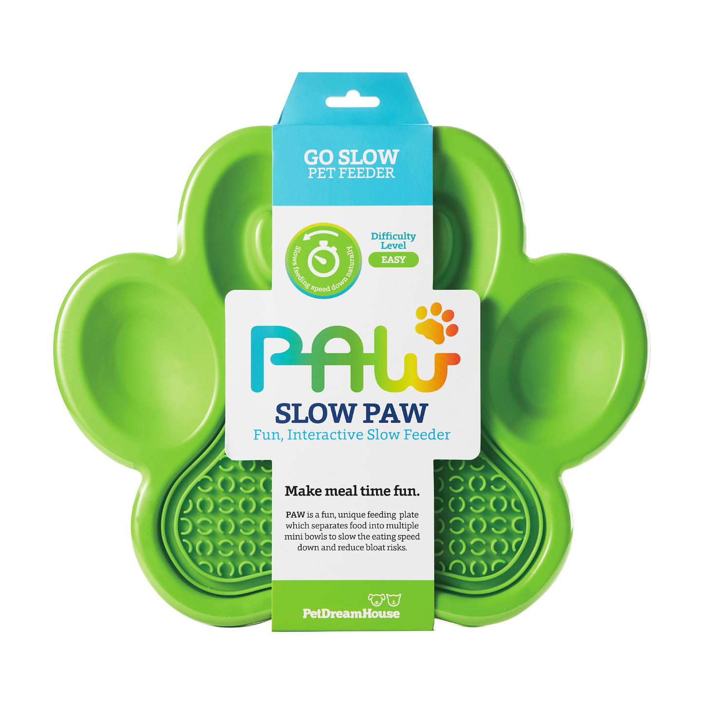 PetDreamHouse Paw 2-In-1 Slow Feeder & Lick Pad Green