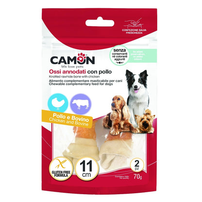 Camon Knotted Rawhide Bone with Chicken