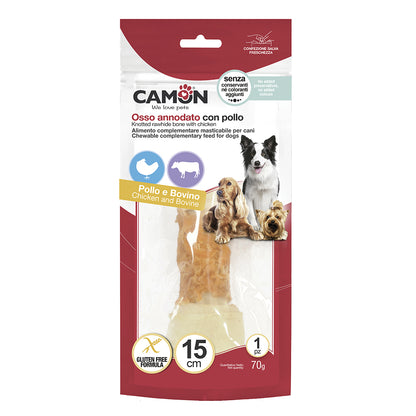 Camon Knotted Rawhide Bone with Chicken