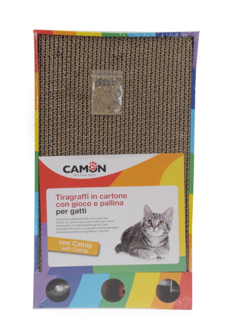 Camon Scratching Cardboard with Toy and Ball (45x26cm)