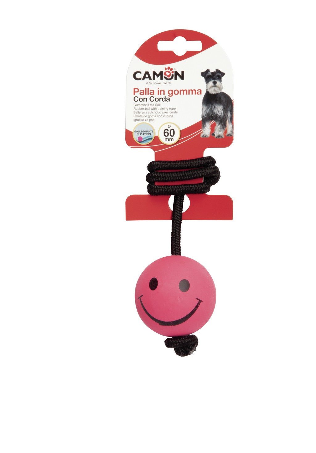 Camon Floating Soft Rubber Ball with Rope “Smile”