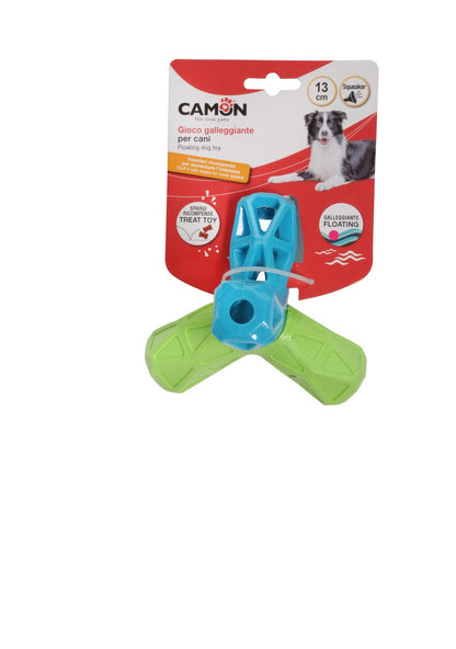 Camon Geometric TPR Dog Treat Toy with 4 Tips and Squeaker 13cm