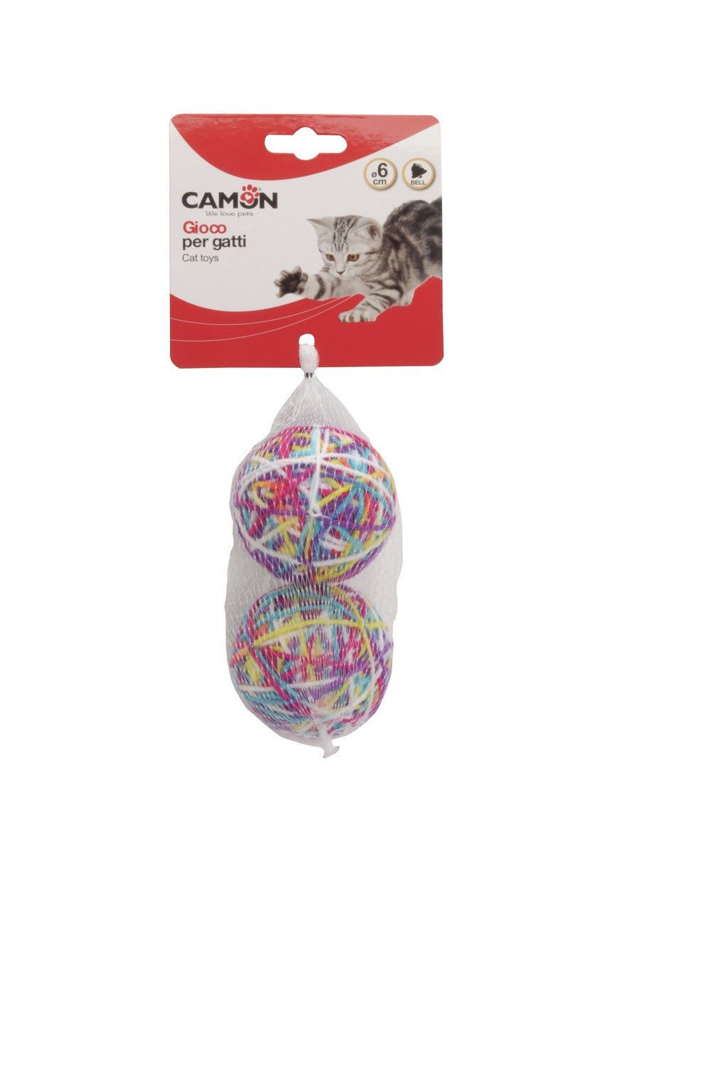 Camon Cat Toy - Balls of Yarn (2Pcs) with Bell