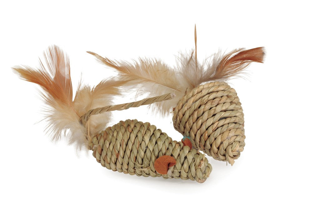 Camon Seaweed Fiber Woven Mouse with Feathers and Bell