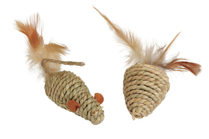 Camon Seaweed Fiber Woven Mouse with Feathers and Bell