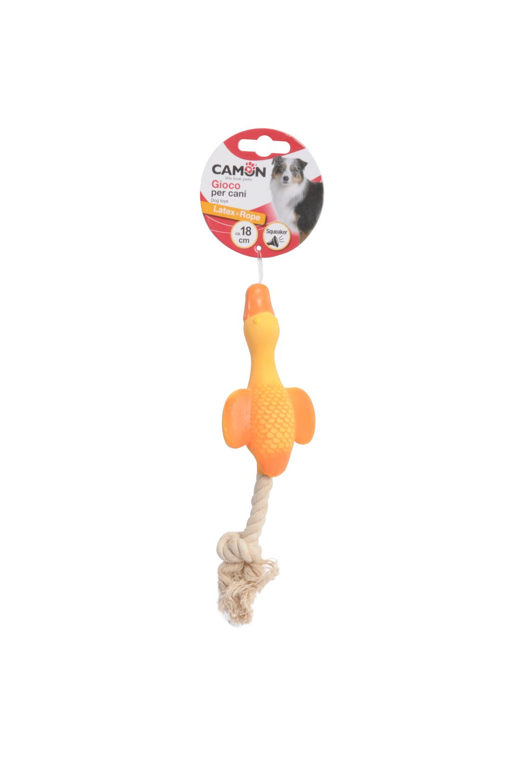 Camon Latex Dog Toy - Mouse and Goose with Squeaker and Rope