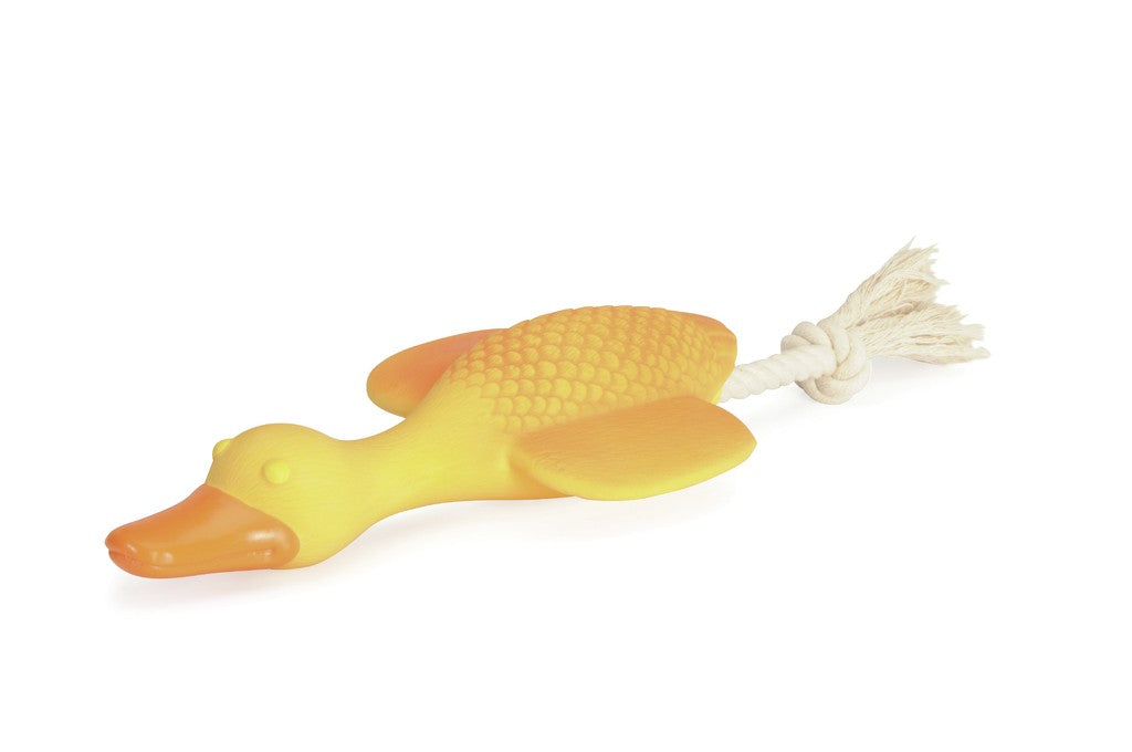 Camon Latex Dog Toy- Goose with Squeaker and Rope 33cm