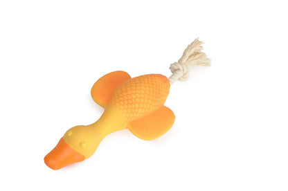 Camon Latex Dog Toy- Goose with Squeaker and Rope 33cm