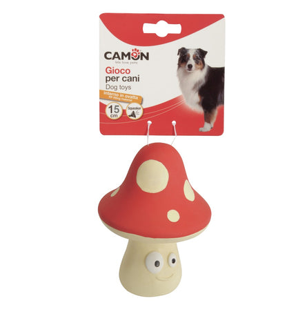 Camon Latex Mushroom with PP Filling Material and Squeaker Dog Toy