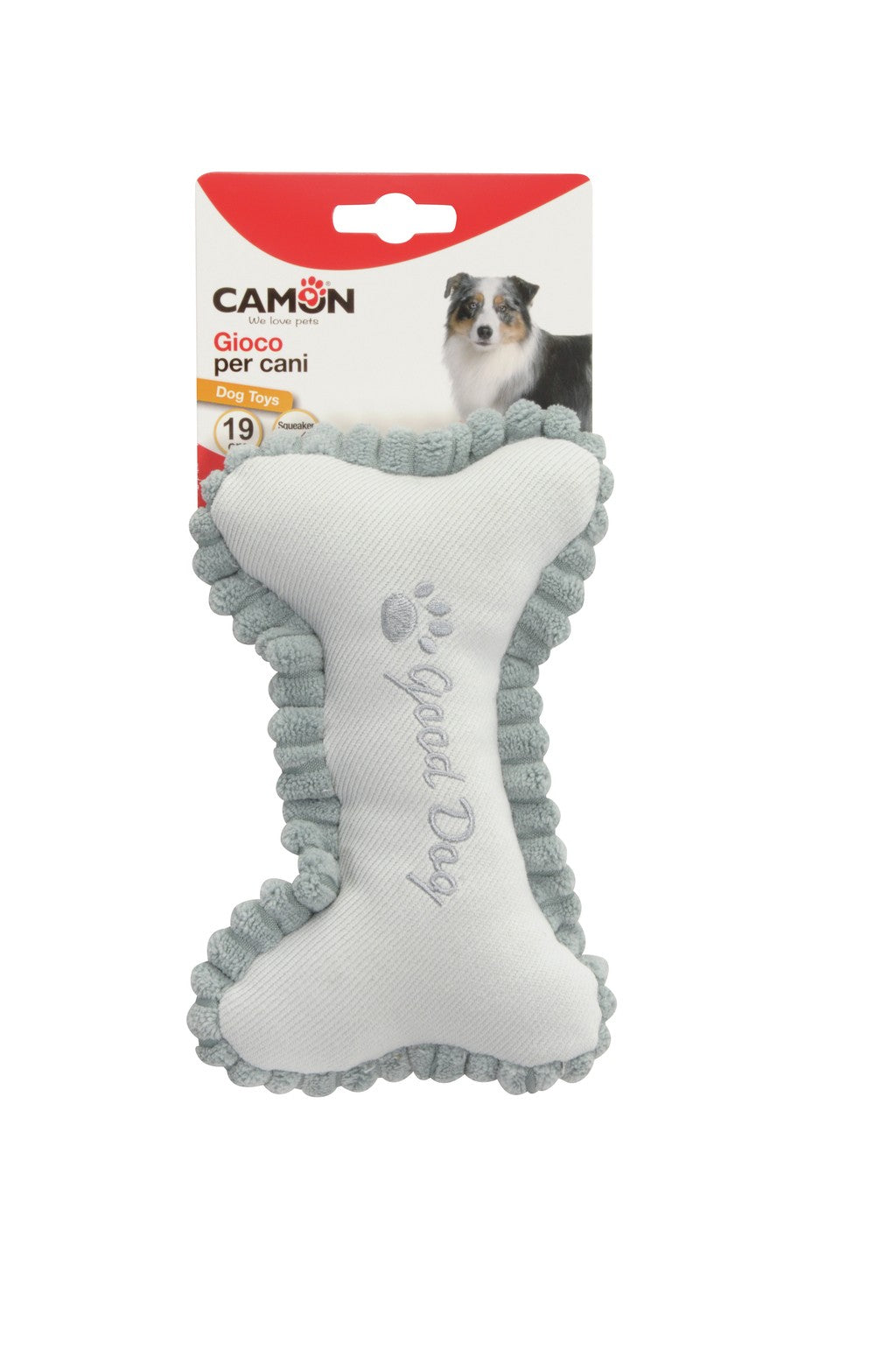 Camon Fabric Dog Toy - Bone with Squeaker (19cm)