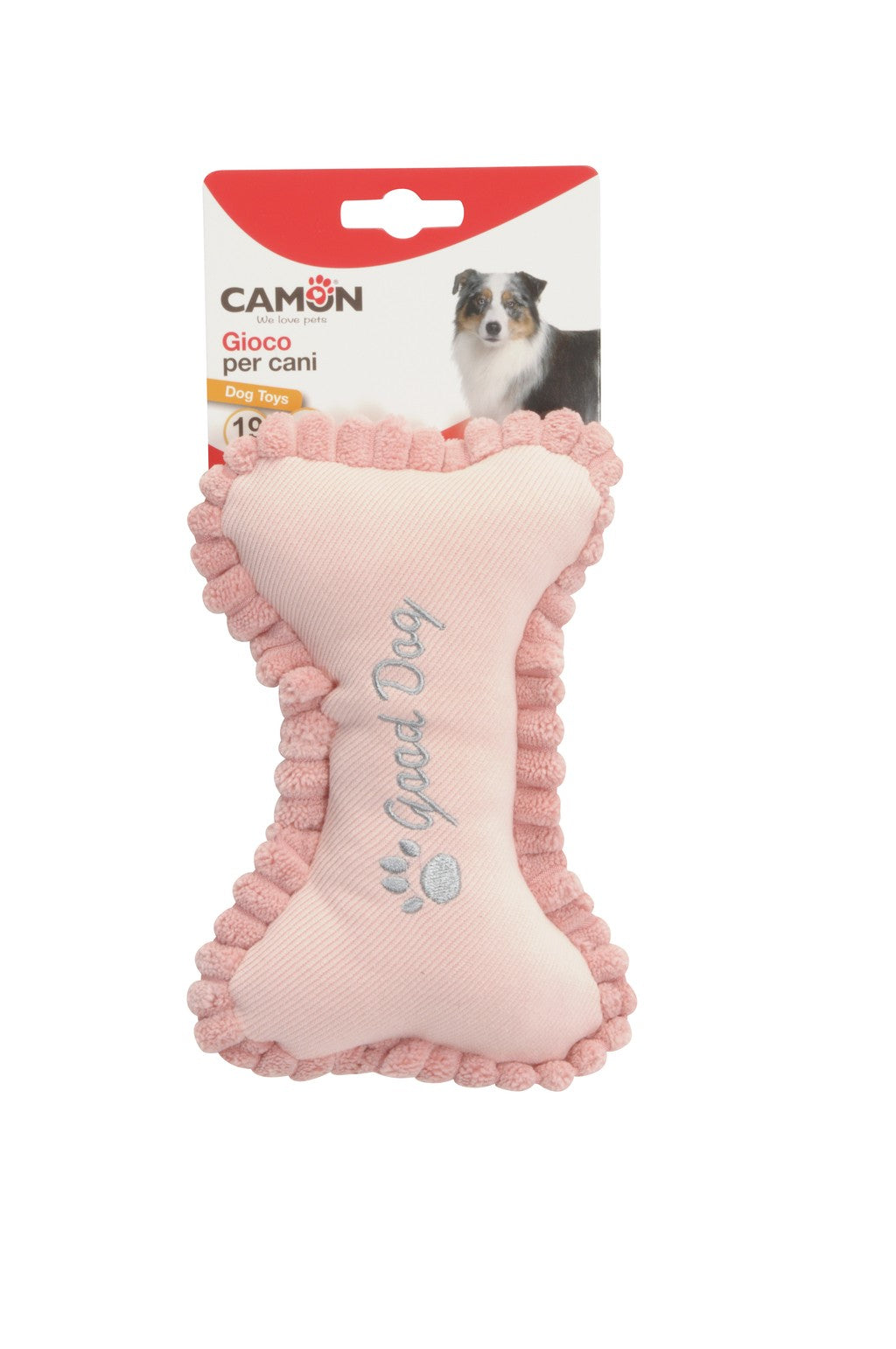 Camon Fabric Dog Toy - Bone with Squeaker (19cm)