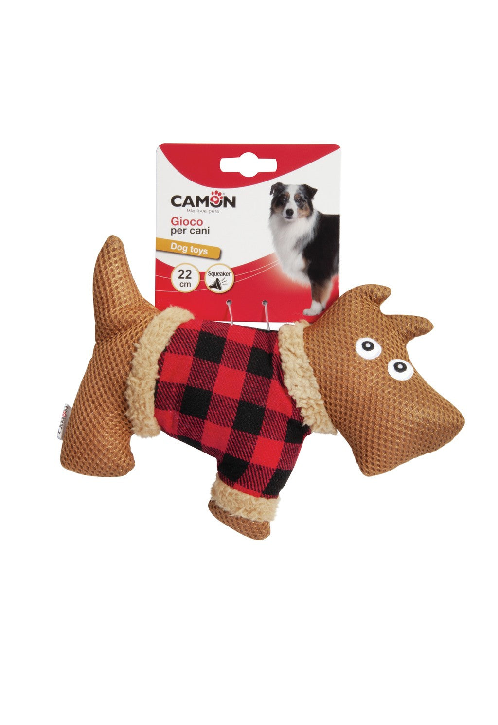 Camon Dog Toy - Fabric Dog (Outline) with Squeaker (22cm)