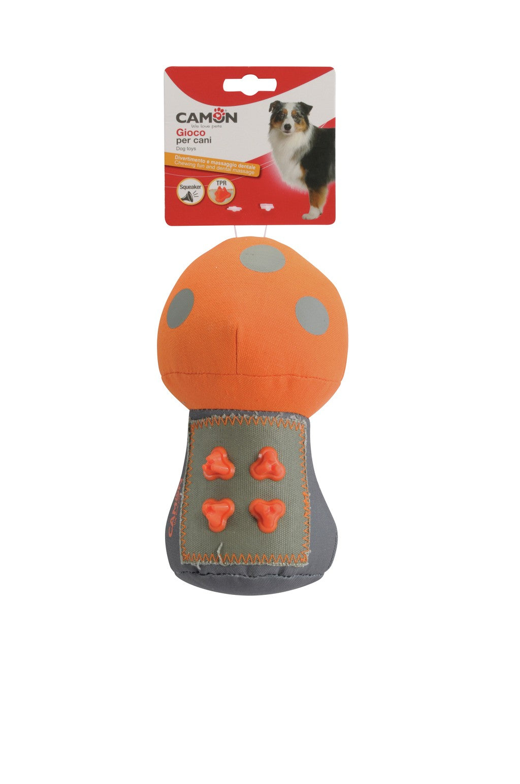 Camon Fabric Mushroom-Shaped Toy with TPR Details and Squeaker