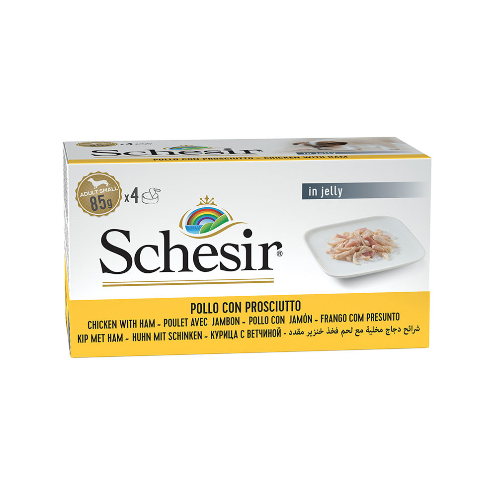 Schesir Dog Wet Food Chicken Fillets with Ham (Pack of 4x85g)