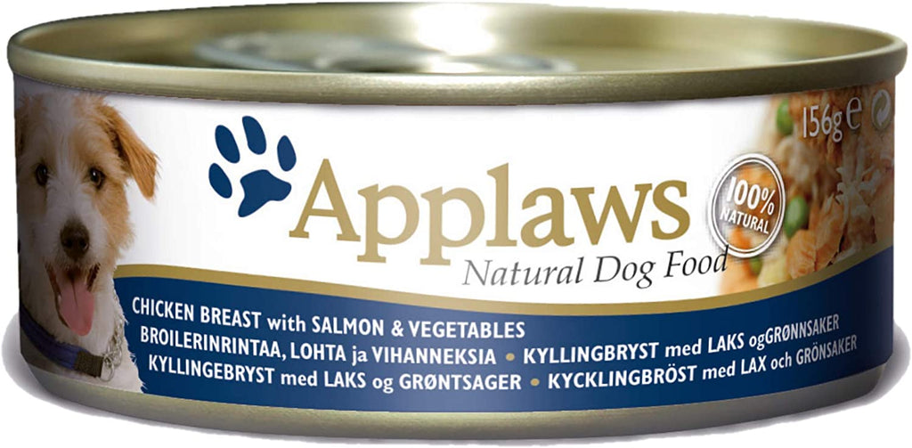 Applaws 100% Natural Dog Food, Chicken Breast with Salmon and Vegetables, 156g Tin