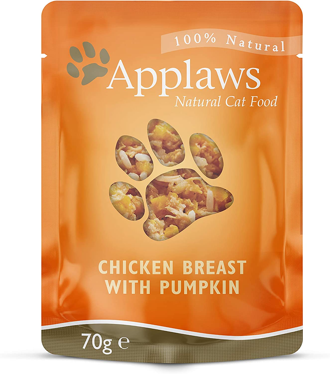 Applaws 100% Natural Wet Cat Food, Chicken Breast and Pumpkin in Broth, 70g Pouch