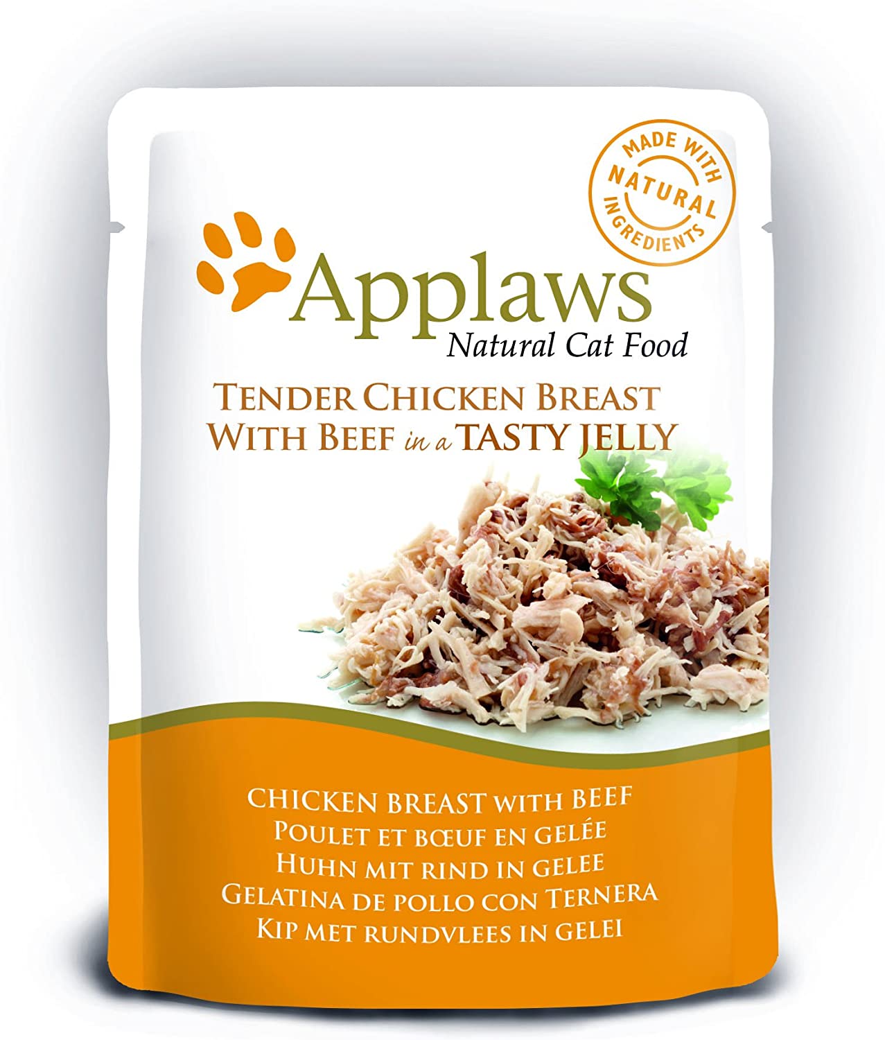Applaws 100% Natural Wet Cat Food, Chicken with Beef in Jelly Pouch, 70 g