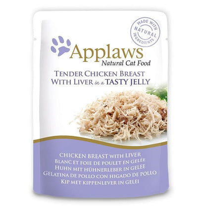 Applaws 100% Natural Wet Cat Food, Chicken with Liver in Jelly Pouch, 70 g