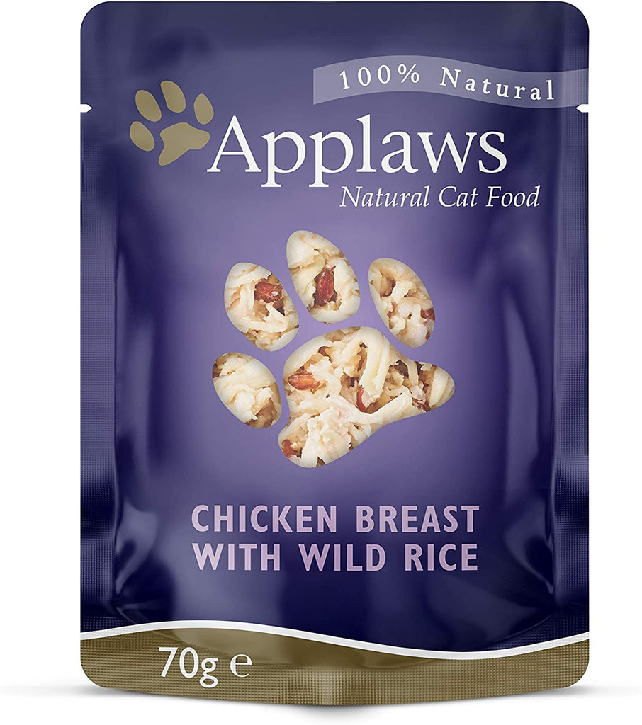 Applaws 100% Natural Wet Cat Food Pouch, Chicken with Wild Rice in Broth 70 g Pouch