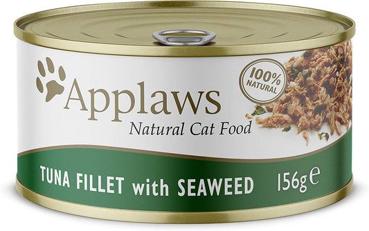 Applaws 100% Natural Wet Cat Food, Tuna Fillet and Seaweed in 156 g Tin