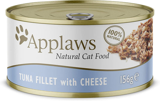Applaws 100% Natural Wet Cat Food, Tuna with Cheese for Adult Cats, 156g Tin