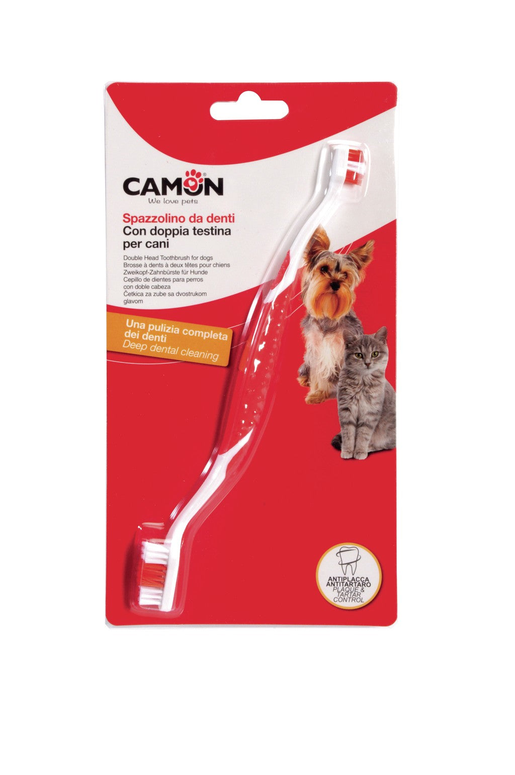 Camon Double Head Toothbrush For Dogs