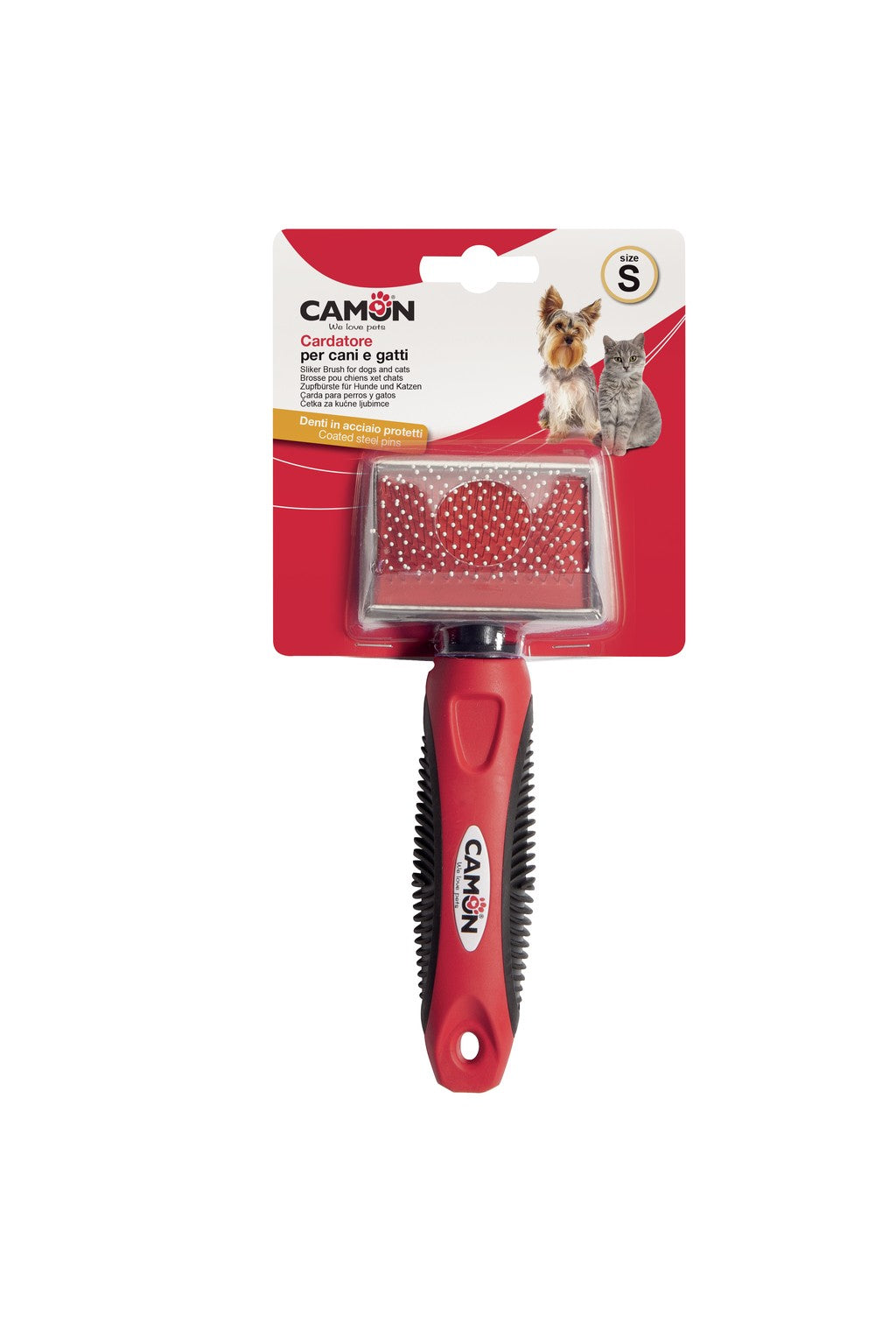 Camon Slicker Brush with Stainless Steel Plastic Coated Pins