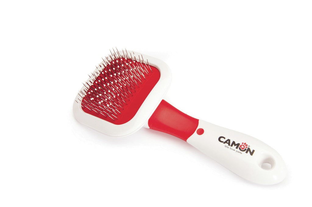 Camon Slicker Brush with Stainless Steel Plastic Coated Pins and Rotating Head