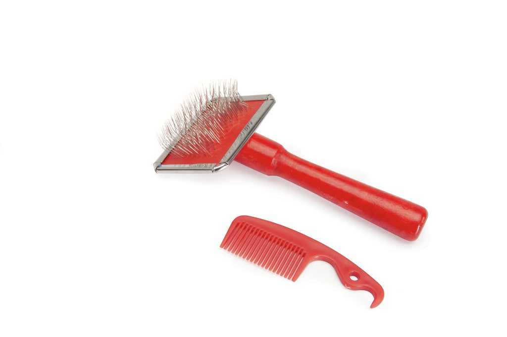 Camon Chrome-Plated Slicker Brush with Comb