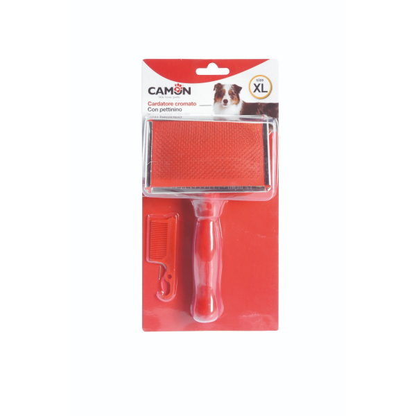 Camon Chrome-Plated Slicker Brush with Comb